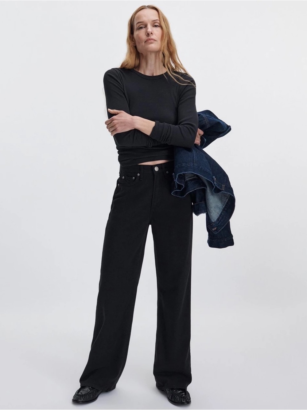 rag & bone Logan Wide-Leg Jean
Featherweight in Black 27